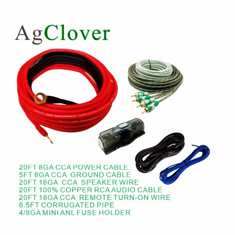 AgClover 8 Gauge CCA Amplifier Wiring Kit 800W Power Handling Complete Amp Installation Kit for High-Performance Car Audio Systems, Delivers Clean Power to Subwoofers, Speakers & Head Units - Image 3
